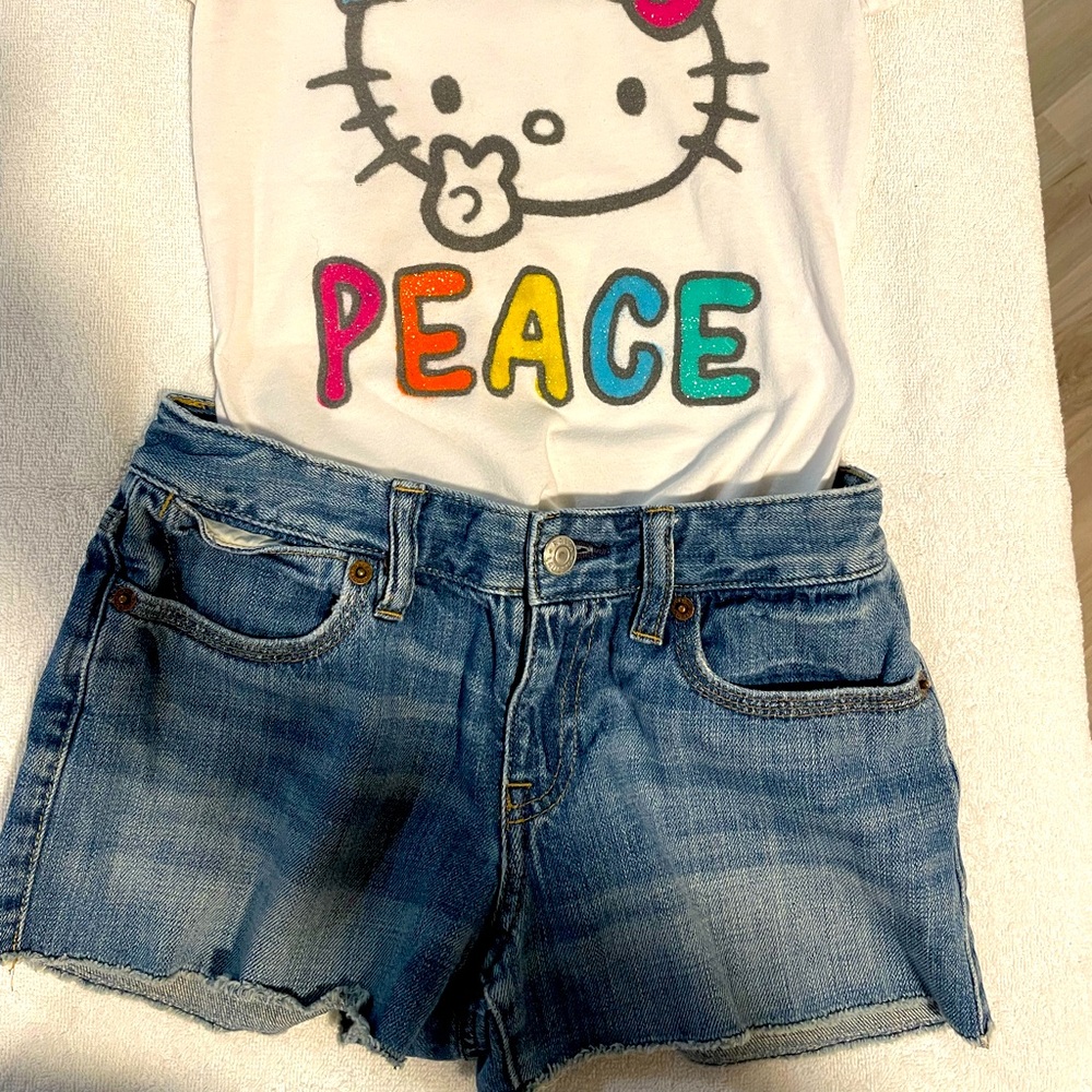 Ralph Lauren Jean shorts and hello kitty tee
